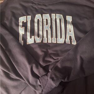 SHEIN Black Florida Crew Neck Sweater